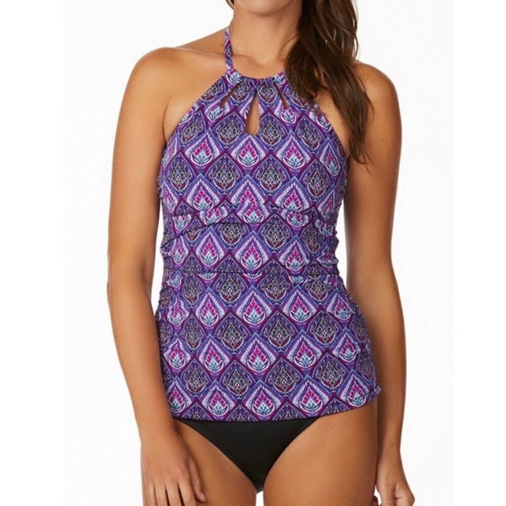 NWT Leilani High Neck Keyhole Tankini Top Only 12‎